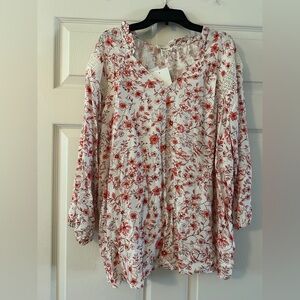 BRAND NEW Floral pink and white Women's Top